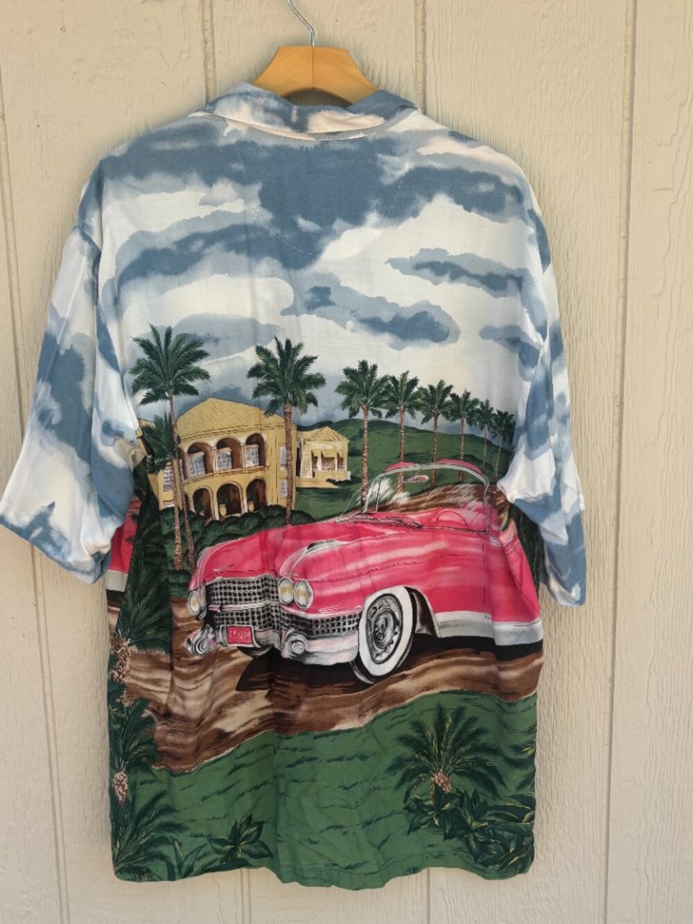 Vintage Tori Richard Button Up Shirt Men's XL Graphic Print Car Beach Vacation - Picture 6 of 8